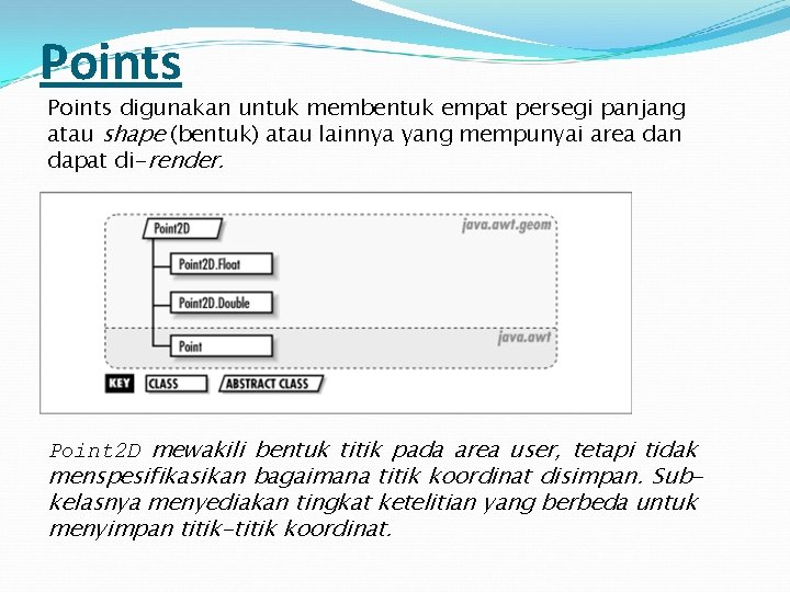 Points digunakan untuk membentuk empat persegi panjang atau shape (bentuk) atau lainnya yang mempunyai