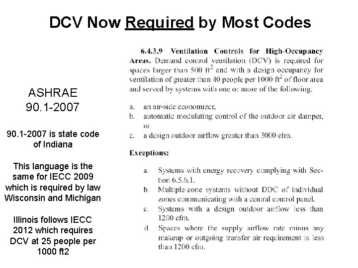 DCV Now Required by Most Codes ASHRAE 90. 1 -2007 is state code of