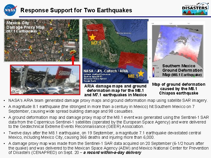 Response Support for Two Earthquakes Mexico City Damage Proxy Map (M 7. 1 Earthquake)