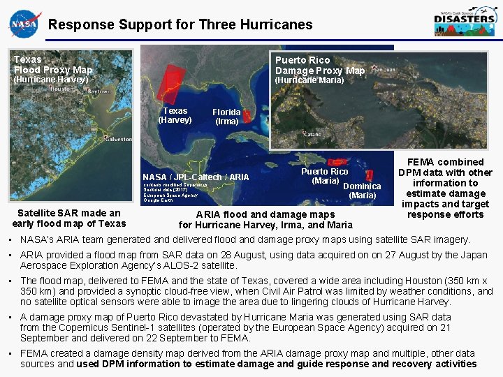 Response Support for Three Hurricanes Texas Flood Proxy Map Puerto Rico Damage Proxy Map