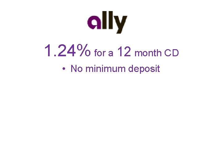 1. 24% for a 12 month CD • No minimum deposit 