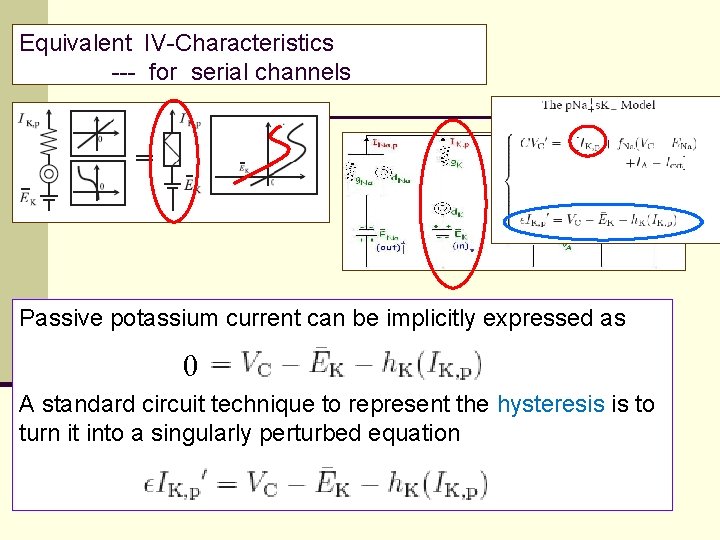 Equivalent IV-Characteristics --- for serial channels Passive potassium current can be implicitly expressed as