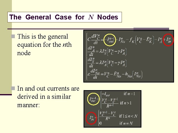The General Case for N Nodes n This is the general equation for the