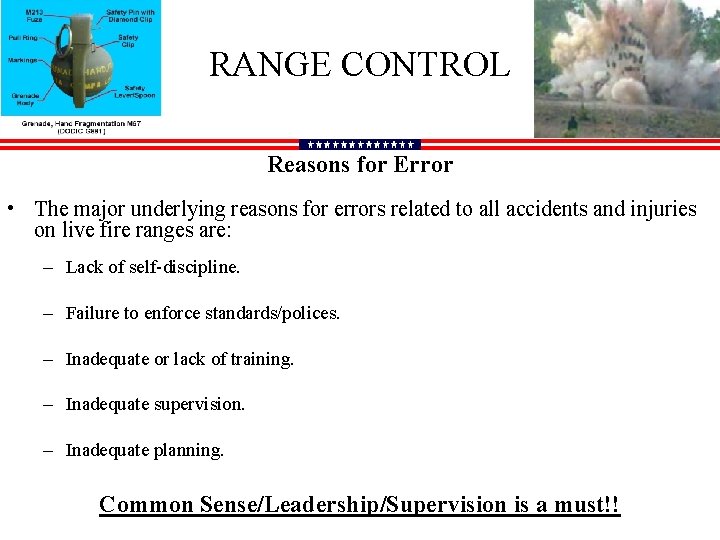 RANGE CONTROL Reasons for Error • The major underlying reasons for errors related to