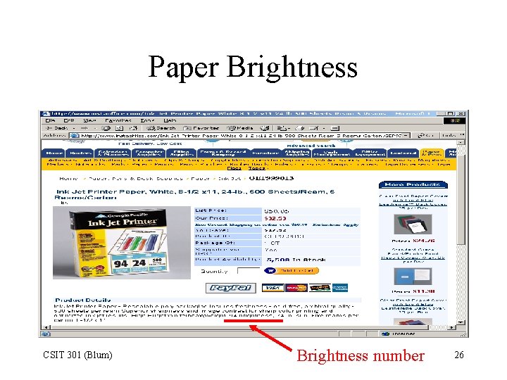 Paper Brightness CSIT 301 (Blum) Brightness number 26 