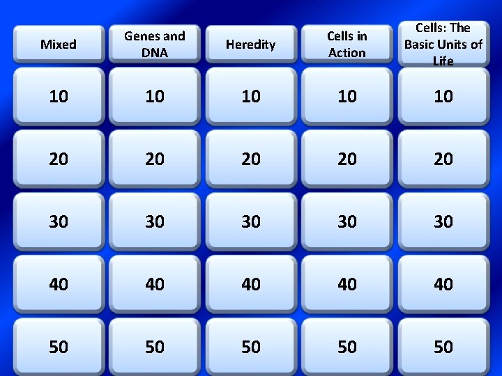 Heredity Cells in Action Cells: The Basic Units of Life 10 10 20 20