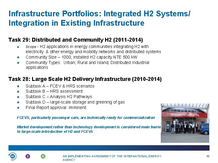 Infrastructure Portfolios: Integrated H 2 Systems/ Integration in Existing Infrastructure Task 29: Distributed and