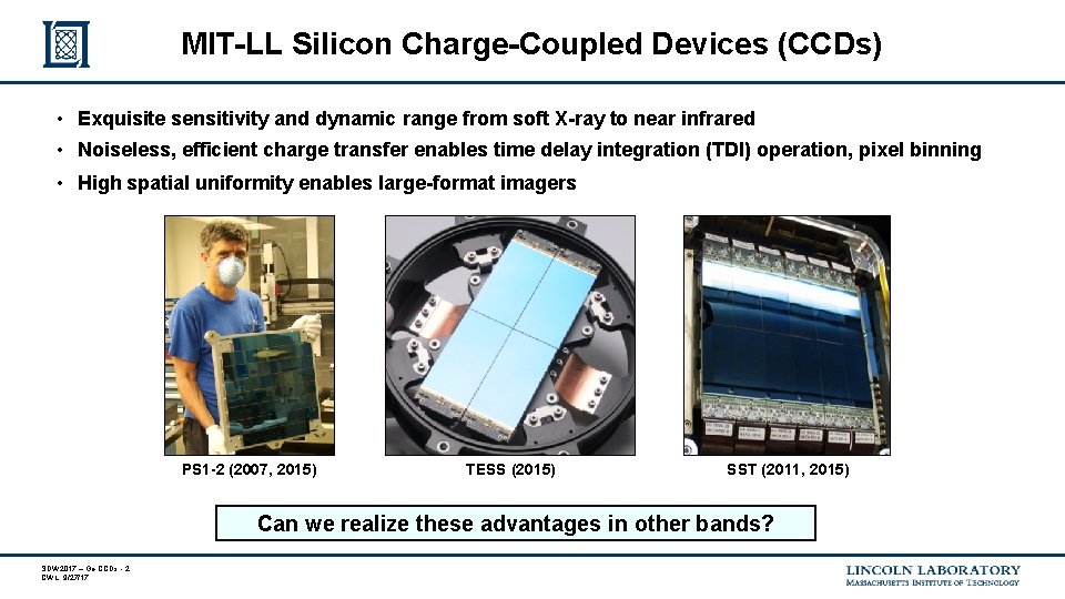 MIT-LL Silicon Charge-Coupled Devices (CCDs) • Exquisite sensitivity and dynamic range from soft X-ray MIT-LL Silicon Charge-Coupled Devices (CCDs) • Exquisite sensitivity and dynamic range from soft X-ray