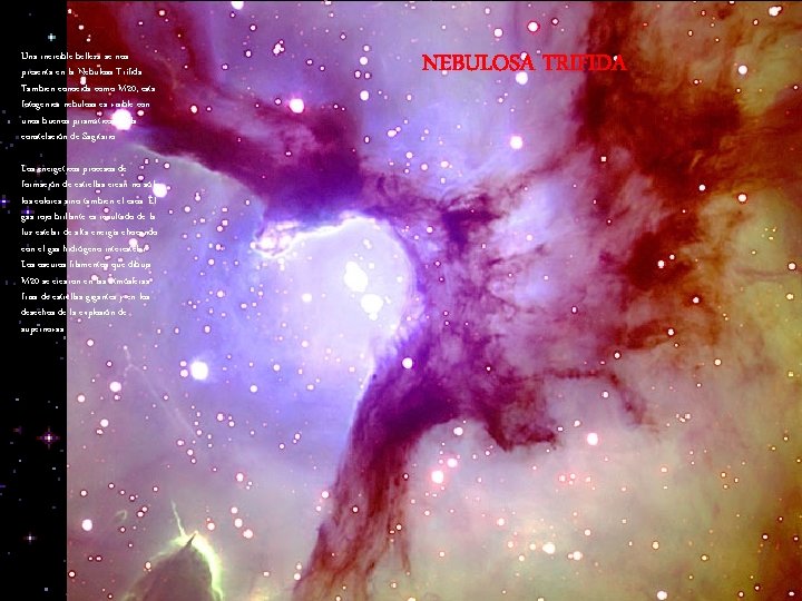 Una increible belleza se nos presenta en la Nebulosa Trífida. También conocida como M