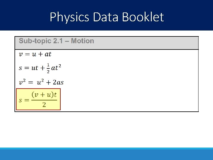 Physics Data Booklet 