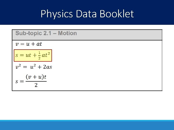 Physics Data Booklet 