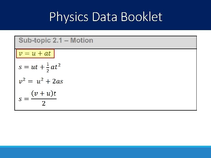 Physics Data Booklet 