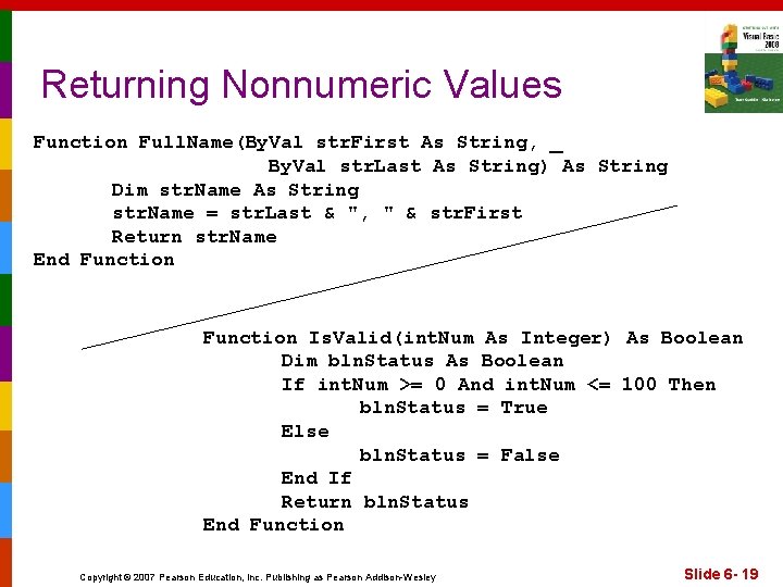 Returning Nonnumeric Values Function Full. Name(By. Val str. First As String, _ By. Val