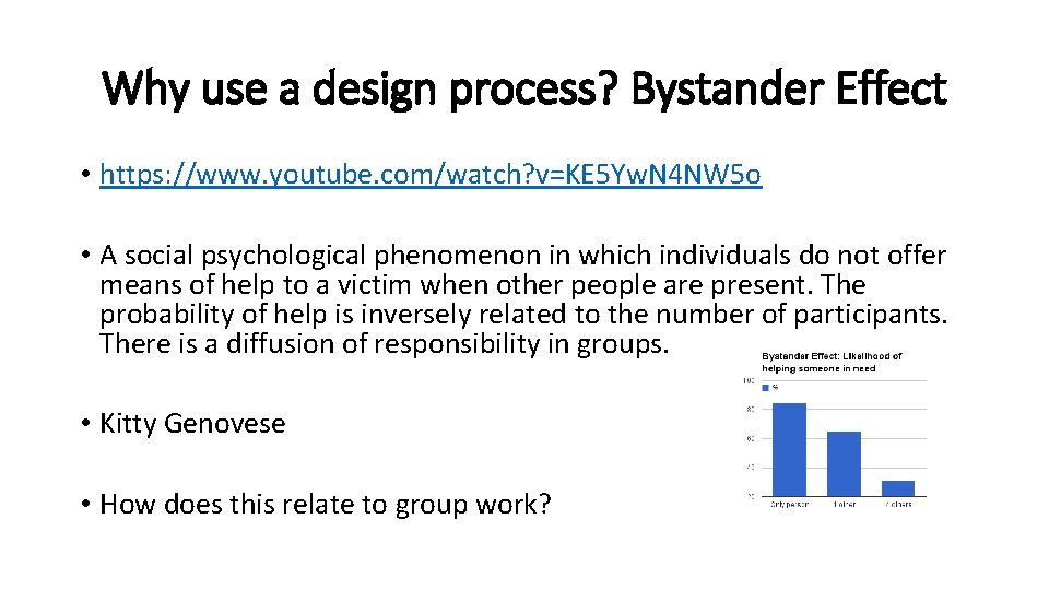 Why use a design process? Bystander Effect • https: //www. youtube. com/watch? v=KE 5