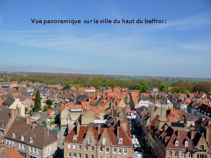 Vue panoramique sur la ville du haut du beffroi : 