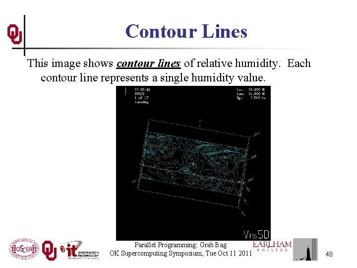 Contour Lines This image shows contour lines of relative humidity. Each contour line represents