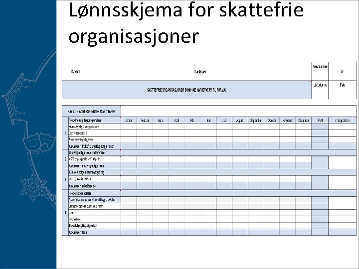 Lønnsskjema for skattefrie organisasjoner 