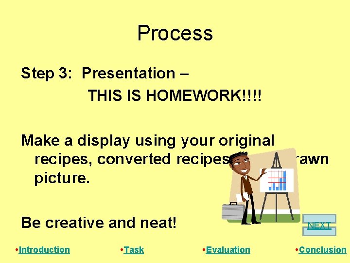 Process Step 3: Presentation – THIS IS HOMEWORK!!!! Make a display using your original