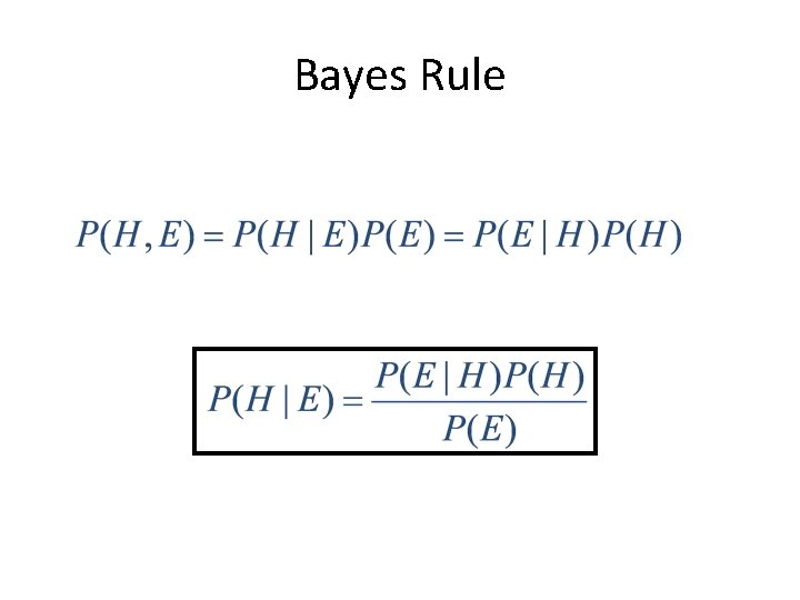 Bayes Rule Bayes Rule