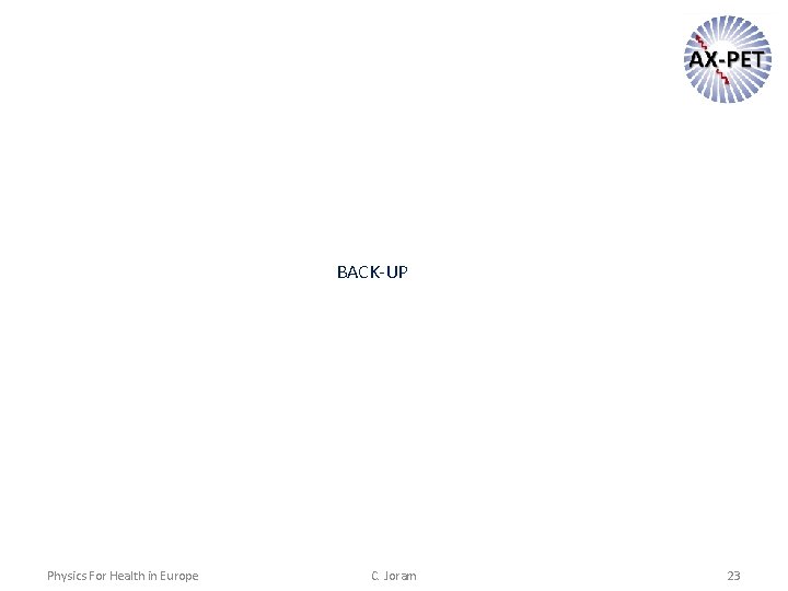 BACK-UP Physics For Health in Europe C. Joram 23 