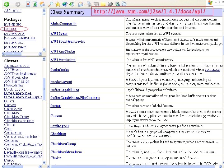 Java 交通大學資訊 程學系 蔡文能 http: //java. sun. com/j 2 se/1. 4. 1/docs/api/ More-GUI 5