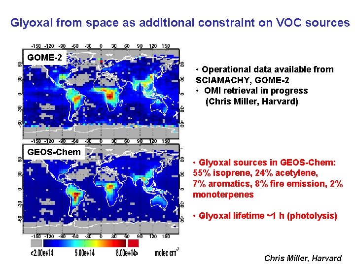 Glyoxal from space as additional constraint on VOC sources GOME-2 • Operational data available