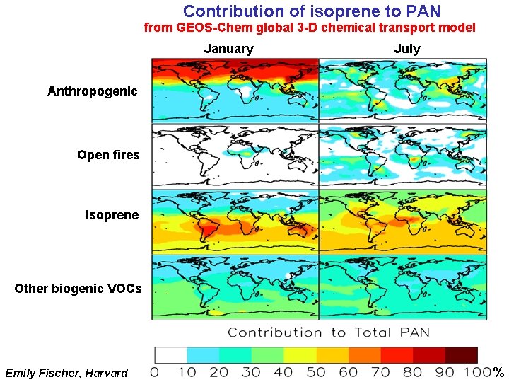 Contribution of isoprene to PAN from GEOS-Chem global 3 -D chemical transport model January