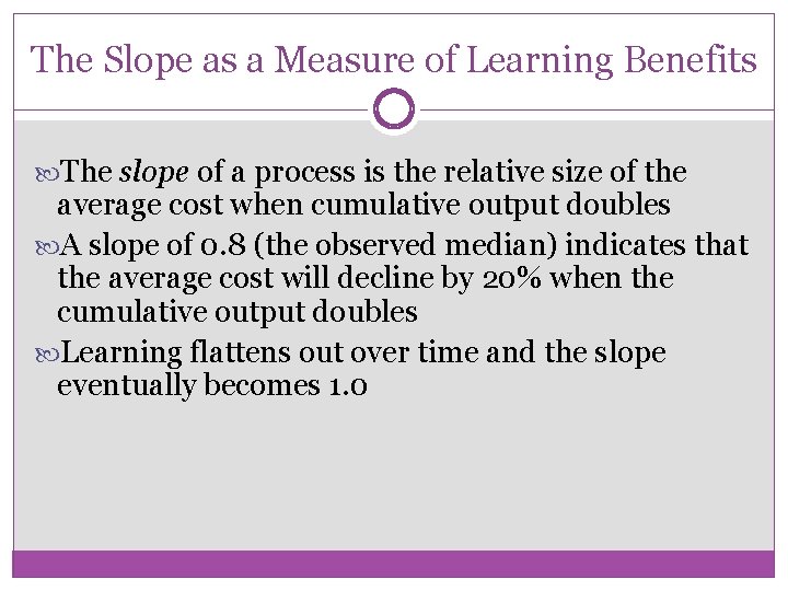 The Slope as a Measure of Learning Benefits The slope of a process is