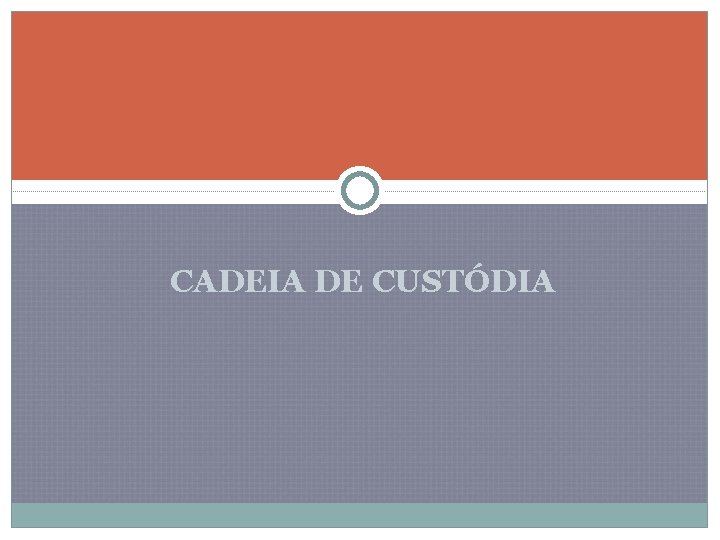 CADEIA DE CUSTÓDIA 