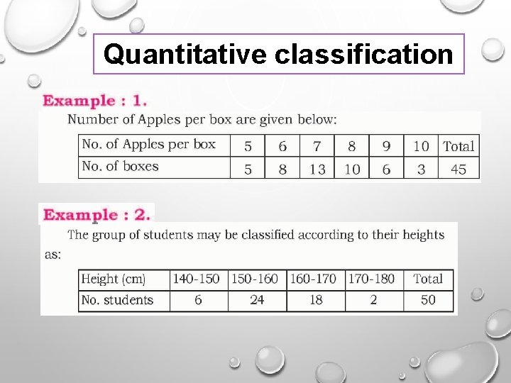 Quantitative classification Quantitative classification