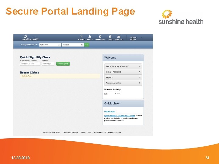 Secure Portal Landing Page 12/20/2018 34 