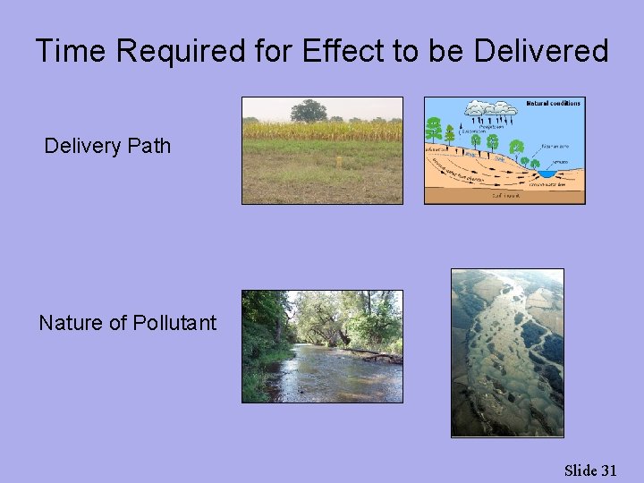 Time Required for Effect to be Delivered Delivery Path Nature of Pollutant Slide 31