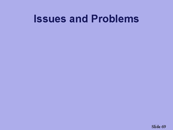 Issues and Problems Slide 69 