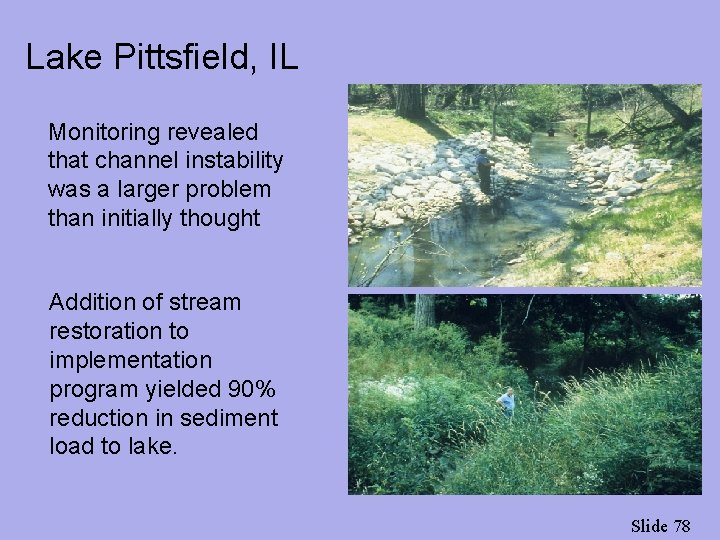 Lake Pittsfield, IL Monitoring revealed that channel instability was a larger problem than initially