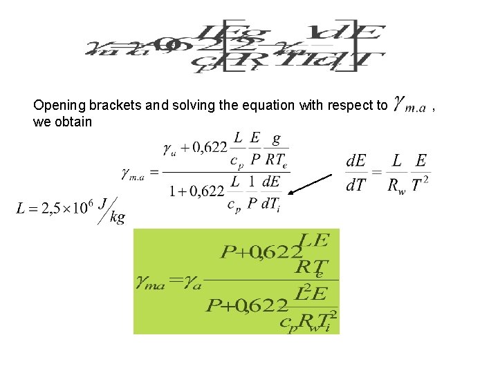 Opening brackets and solving the equation with respect to we obtain , 