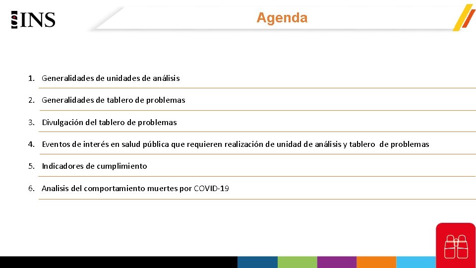 Agenda 1. Generalidades de unidades de análisis 2. Generalidades de tablero de problemas 3.