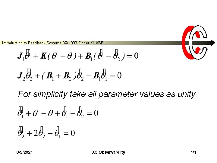 Introduction to Feedback Systems / © 1999 Önder YÜKSEL For simplicity take all parameter