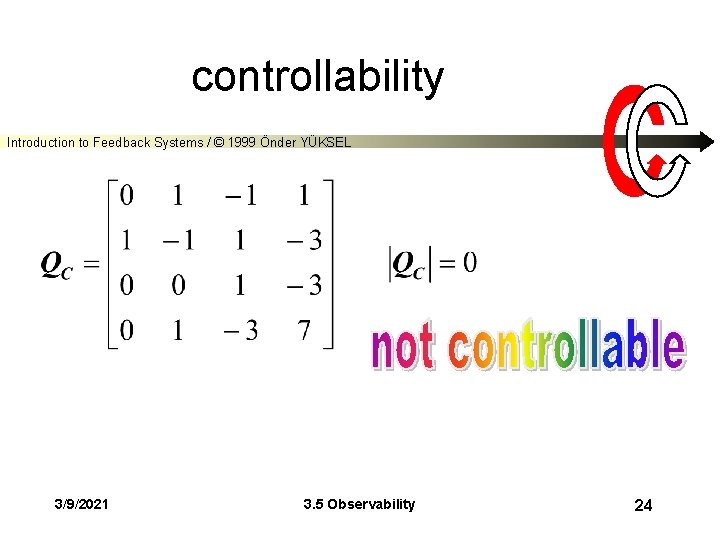 controllability Introduction to Feedback Systems / © 1999 Önder YÜKSEL 3/9/2021 3. 5 Observability