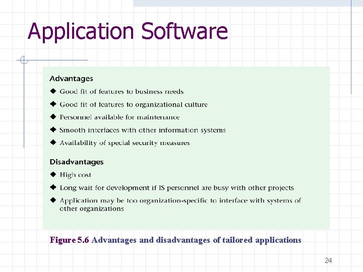 Application Software Figure 5. 6 Advantages and disadvantages of tailored applications 24 Application Software Figure 5. 6 Advantages and disadvantages of tailored applications 24