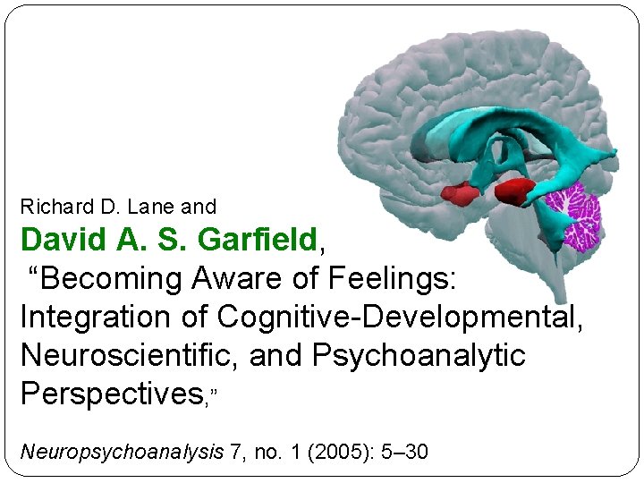 Richard D. Lane and David A. S. Garfield, “Becoming Aware of Feelings: Integration of