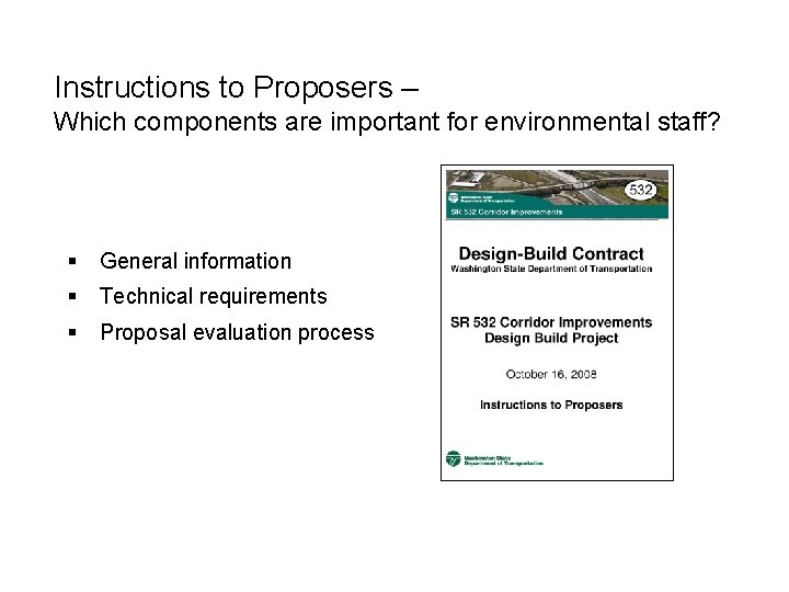 Instructions to Proposers – Which components are important for environmental staff? § General information