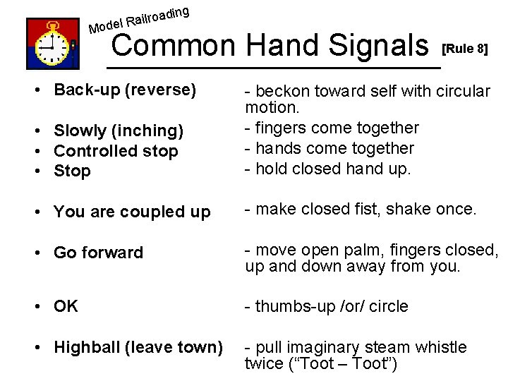 ding a o r l i a del R Mo Common Hand Signals •