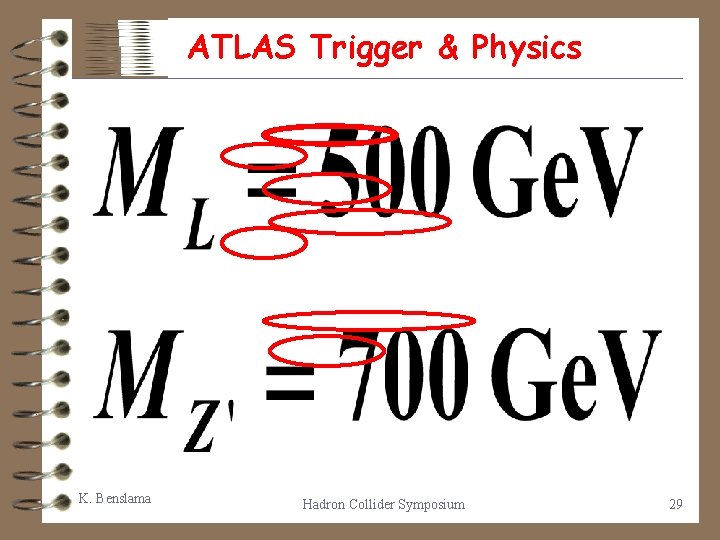 ATLAS Trigger & Physics K. Benslama Hadron Collider Symposium 29 