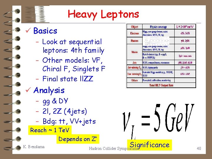 Heavy Leptons ü Basics – Look at sequential leptons: 4 th family – Other