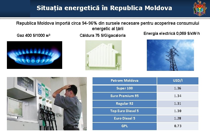 Situația energetică în Republica Moldova importă circa 94 -96% din sursele necesare pentru acoperirea
