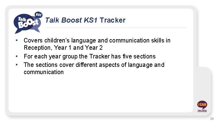 Talk Boost KS 1 Tracker • Covers children’s language and communication skills in Reception,