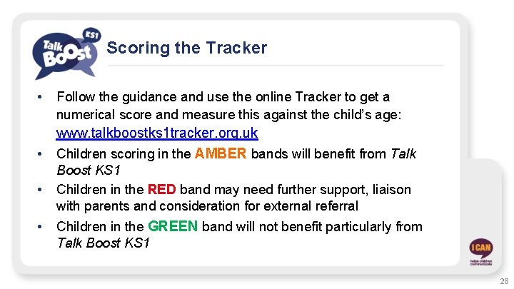 Scoring the Tracker • • Follow the guidance and use the online Tracker to