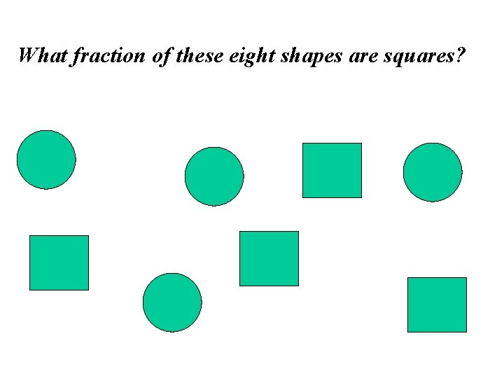 What fraction of these eight shapes are squares? 