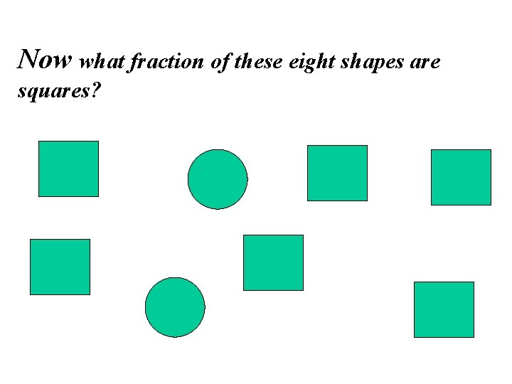 Now what fraction of these eight shapes are squares? 