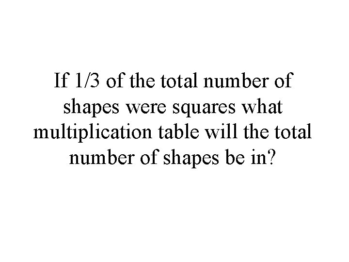 If 1/3 of the total number of shapes were squares what multiplication table will